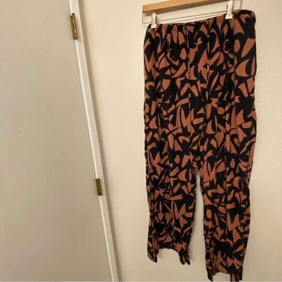 A New Day High-Rise Wide Leg Linen Pull On linen blend Pants palazzo brown L - Picture 2 of 12